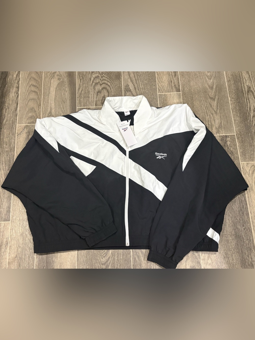 Reebok Black & White Crop FR Vector Tri-Panel Track Jacket
